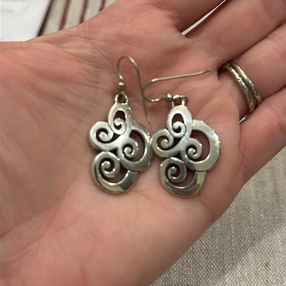 Brighton Sterling Silver and Gold tone Earrings and  Brighton ring set